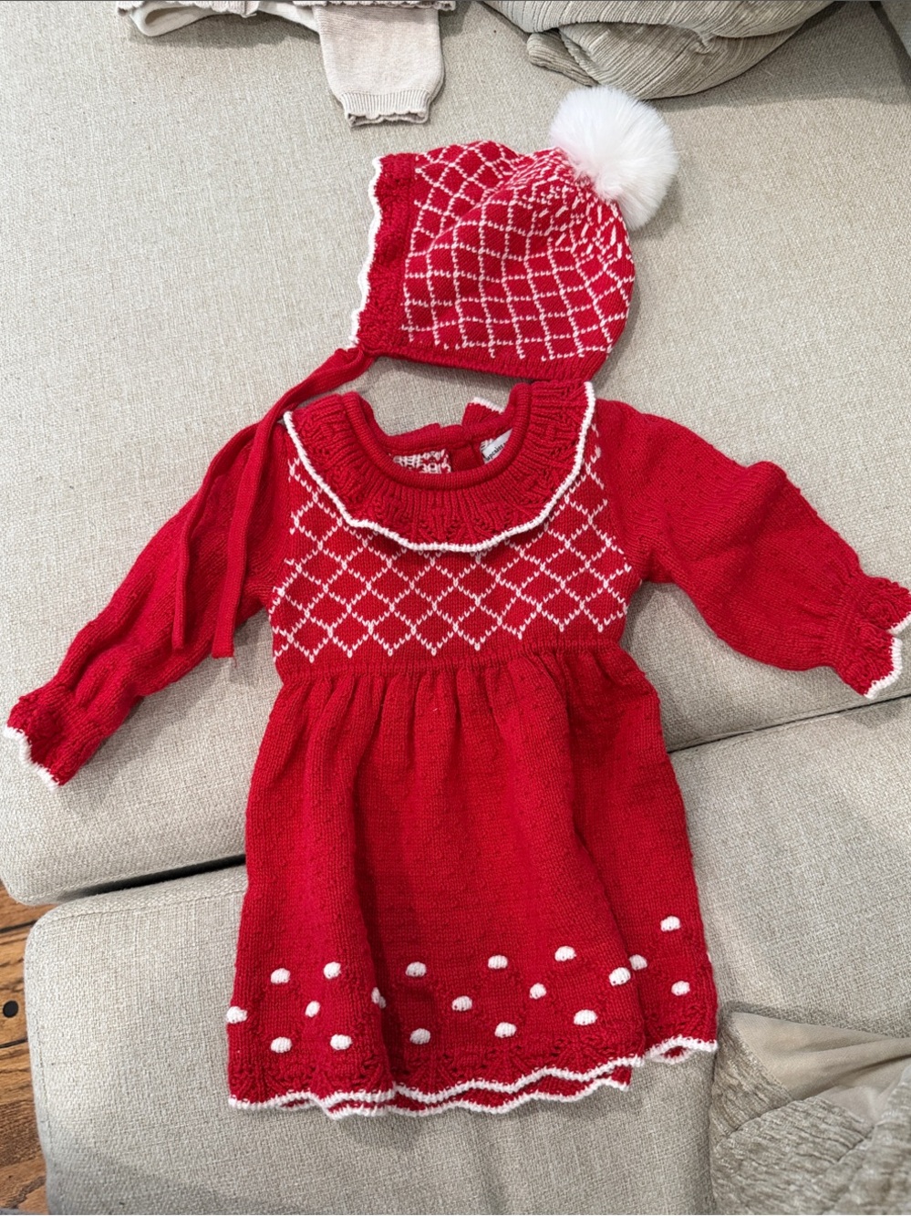 cupcakes & cashmere Red Knit Dress with Pom-Pom Hat